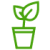 small green outline icon of a plant in a plant pot